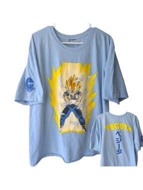 Vintage Dragon Ball Z Tee 2XL Majin Vegeta Super Saiyan Capsule Corp Blue Y2K